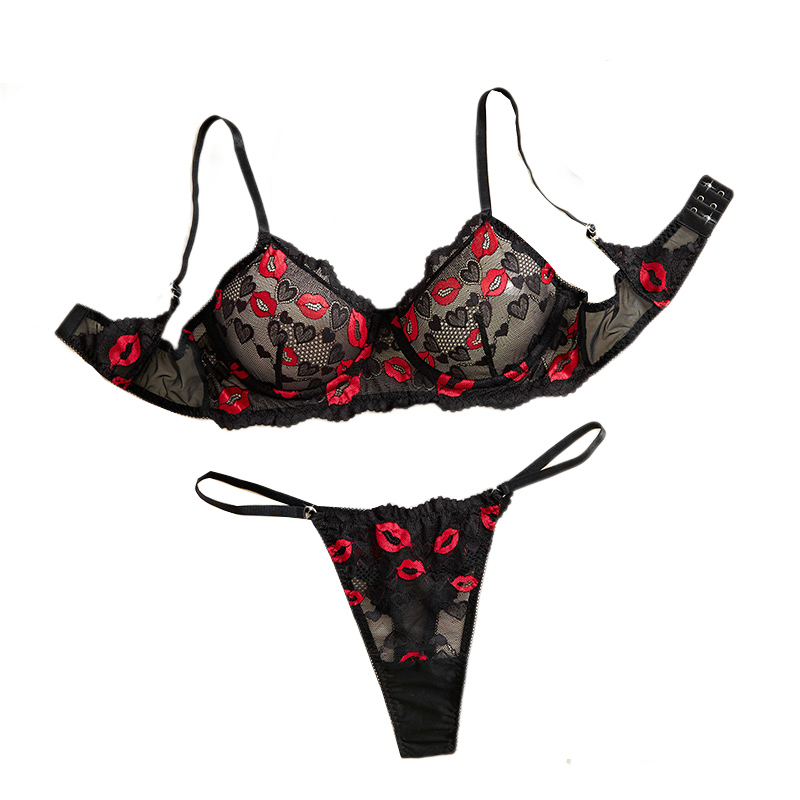 Lace Bralette Set - Transparent Lace Underwear Sexy Lingerie Set