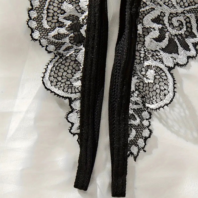 Black Hot Crotchless Sexy Wome - Lace Bralette Set 评论和价格